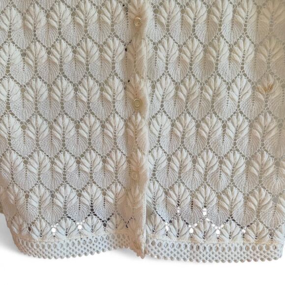 Vintage Americana Knit Leaf Pattern Cardigan size M - Picture 4 of 8